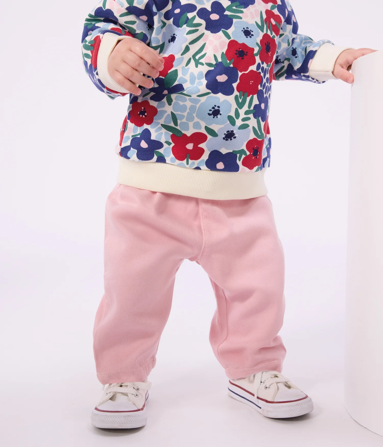 Babies' plain, soft cotton trousers
