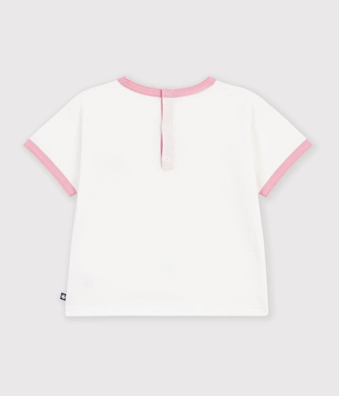 Babies' short-sleeved plain cotton T-shirt with a heart badge