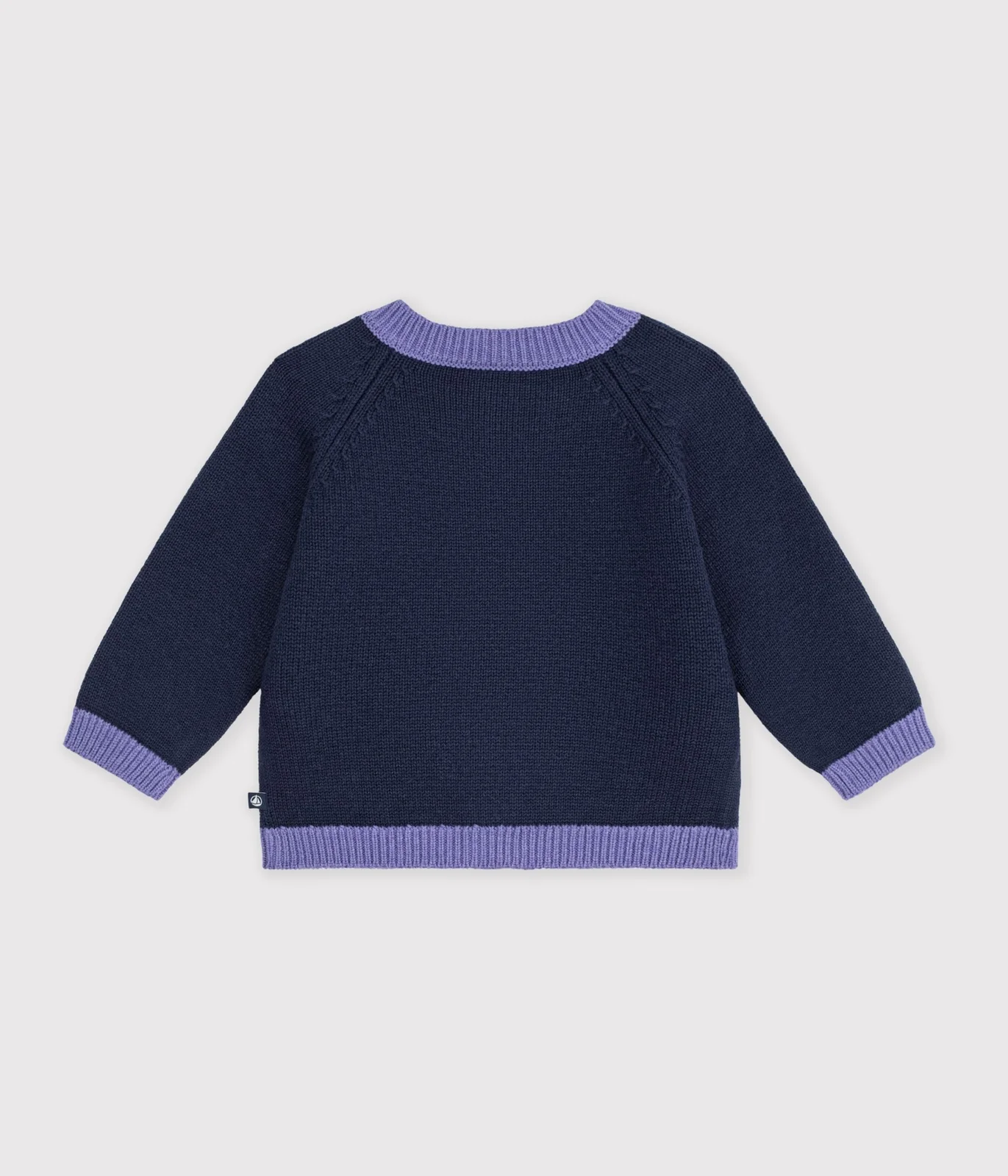 Babies' jaquard heart pattern cardigan knitted in wool and cotton