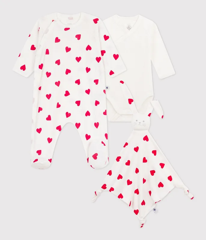 Newborn babies' heart-print cotton gift box
