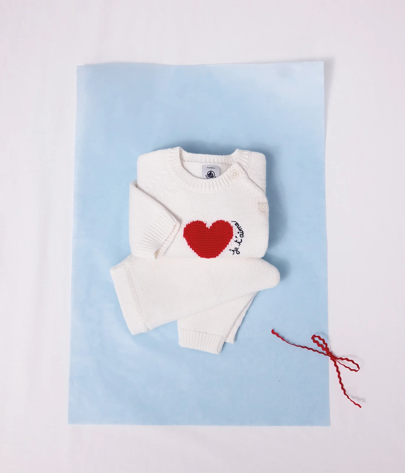 Jacquard heart-patterned knitted outfit for babies