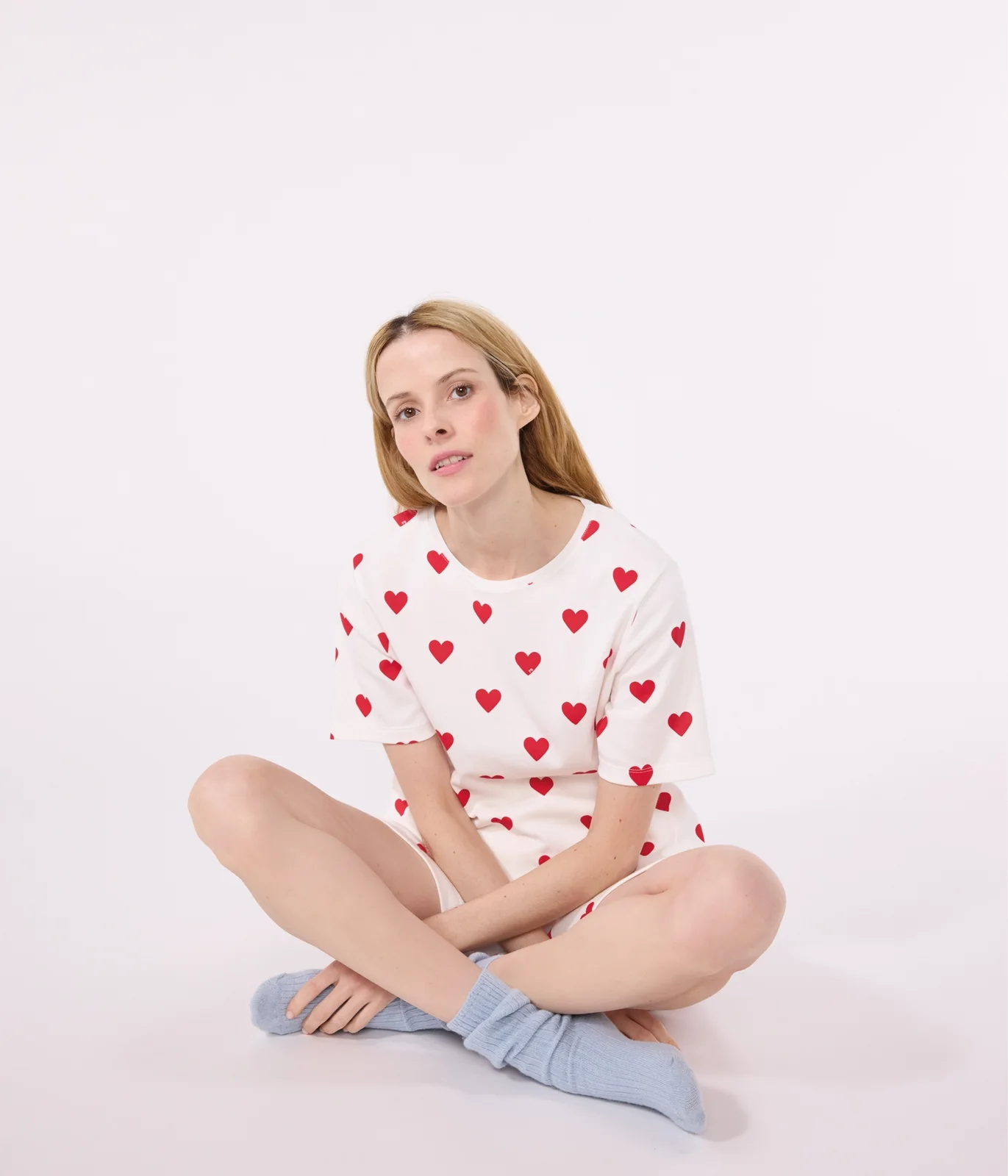 Women's Heart Themed Cotton Short Pyjamas