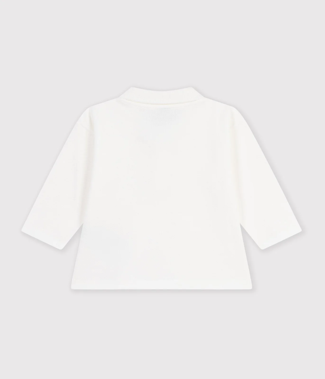 Babies' long-sleeved plain cotton polo shirt