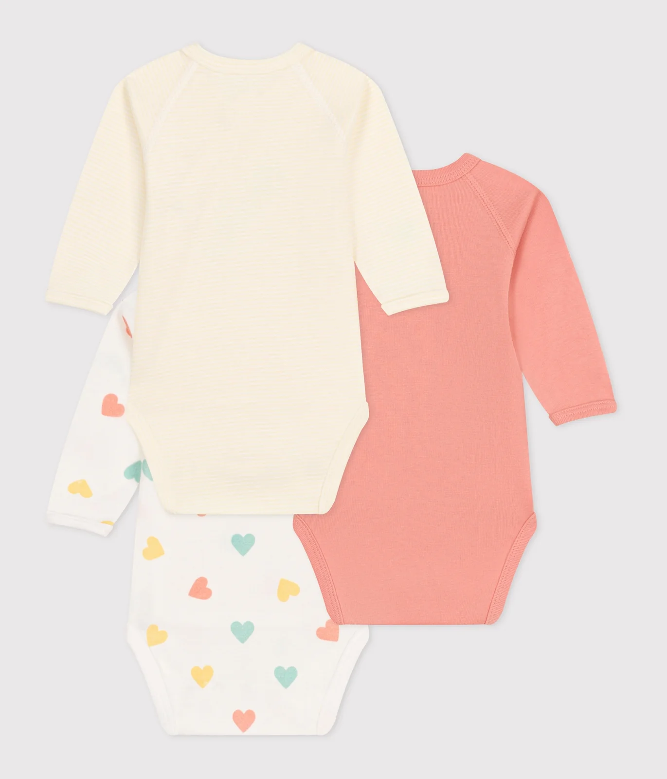 Babies' long-sleeved printed cotton wrapover bodysuits - 3-Pack