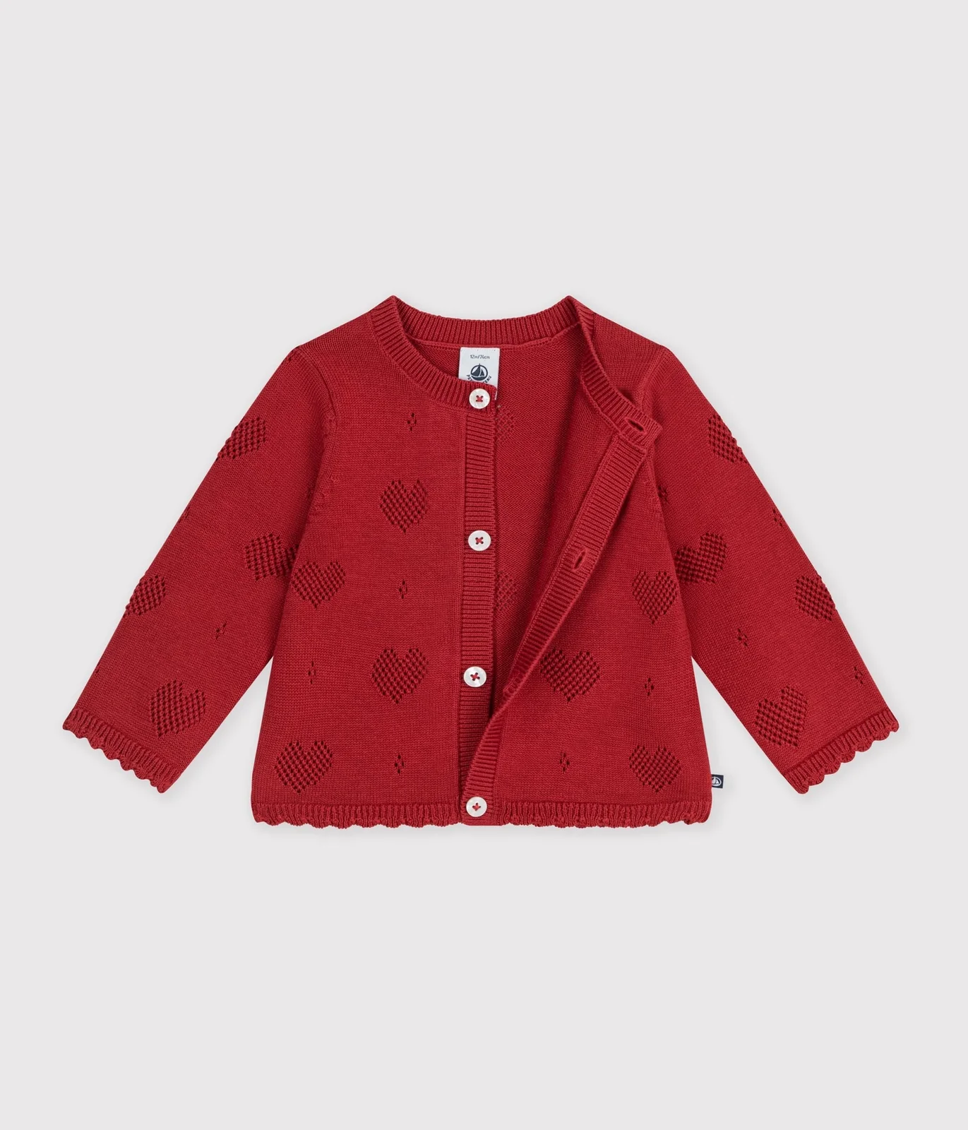 Babies' cotton cardigan with a heart pattern