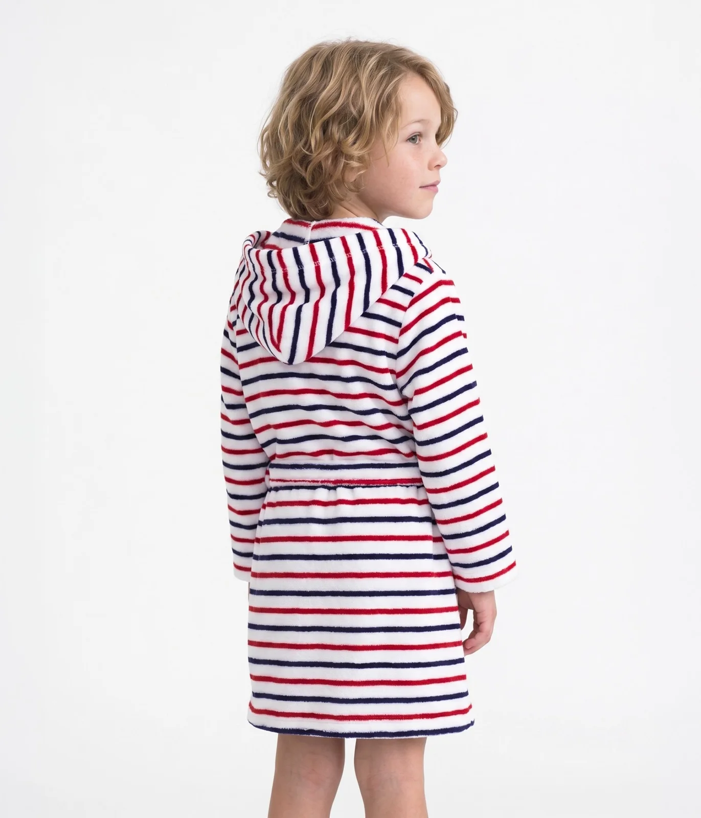 Children's stripy cotton terry bathrobe