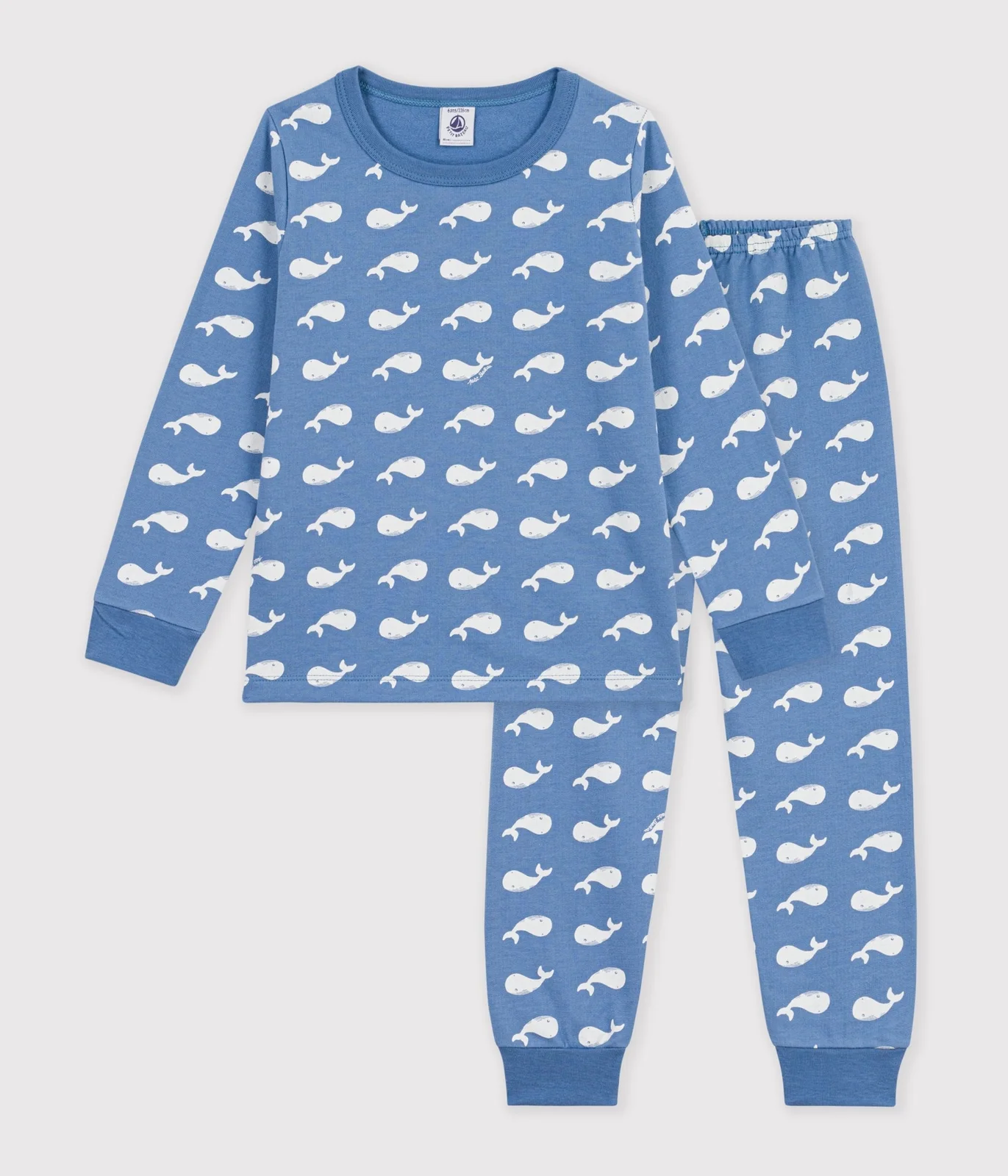 Children's pyjamas in fleece printed with whales