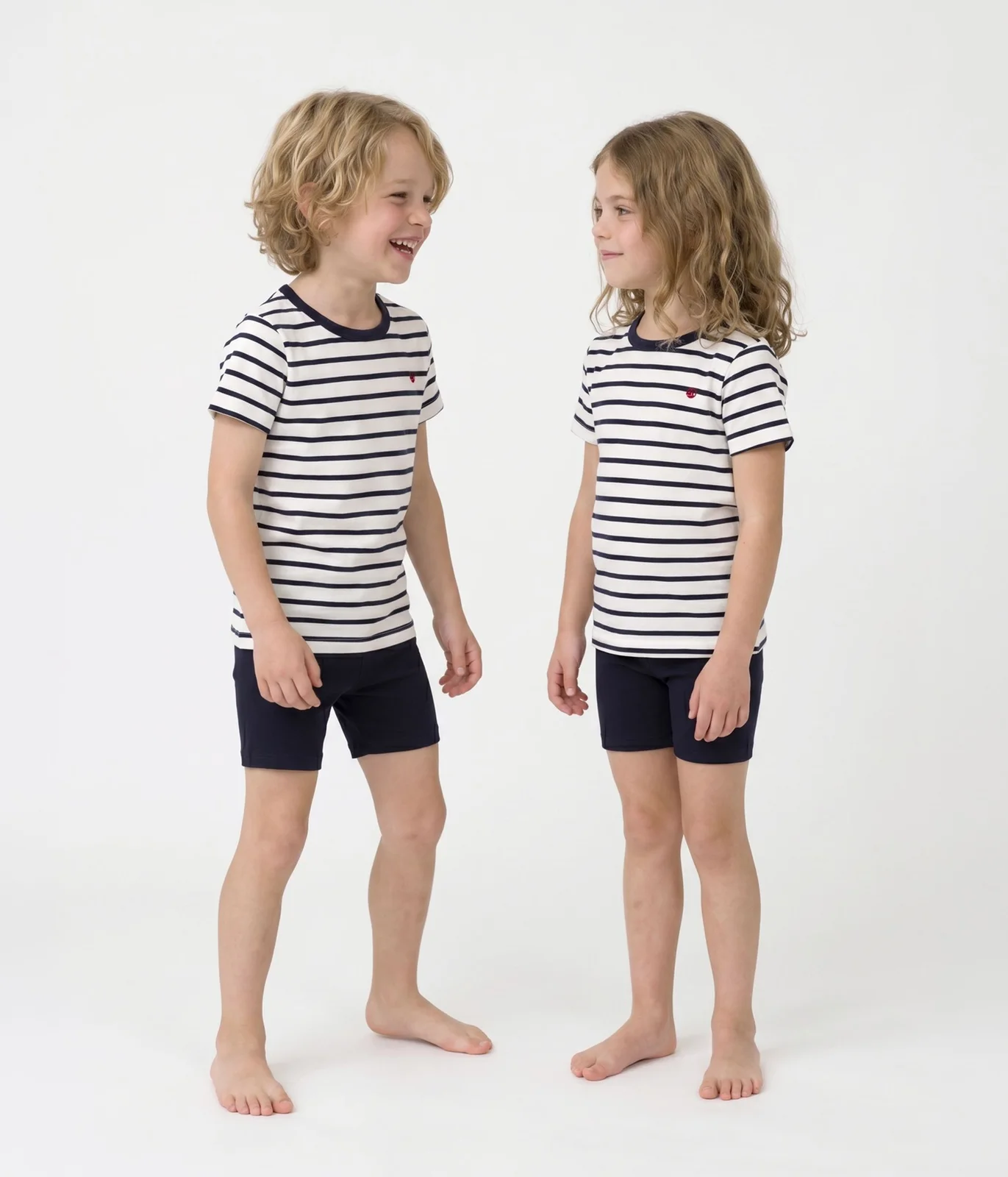 Boys' Short Cotton Pyjamas with Sailor Stripes