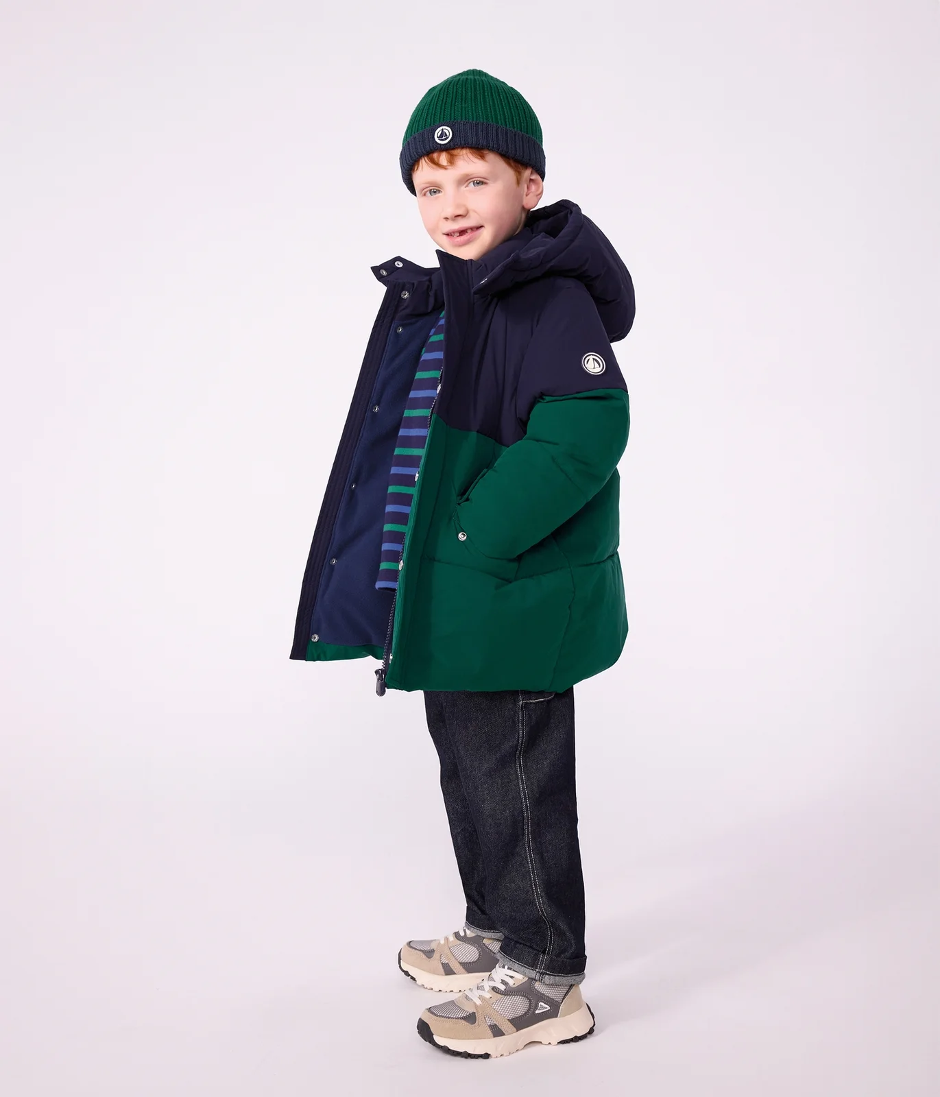 Children's plain colourblock puffer jacket