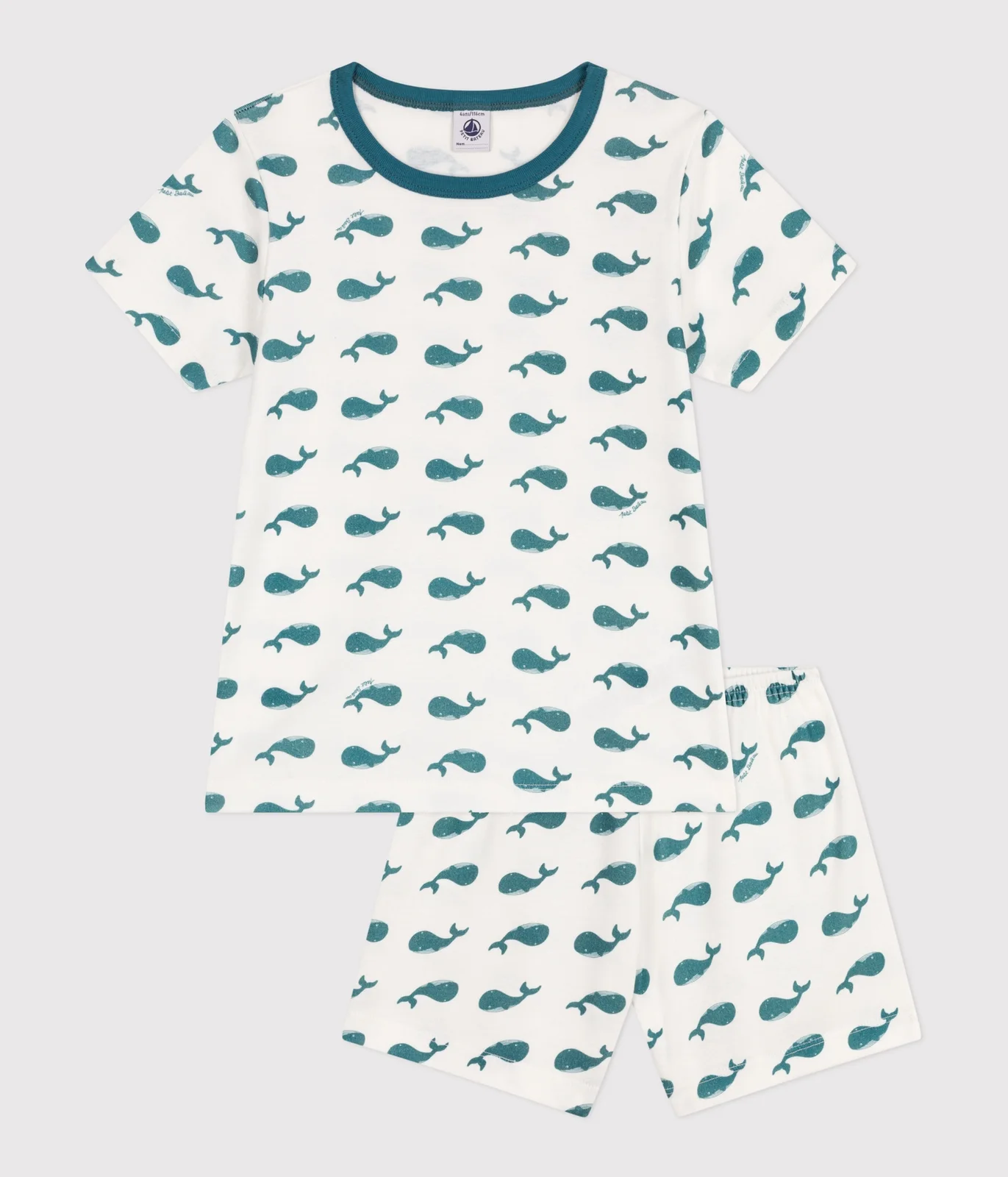 Children's short pyjamas in cotton printed with whales