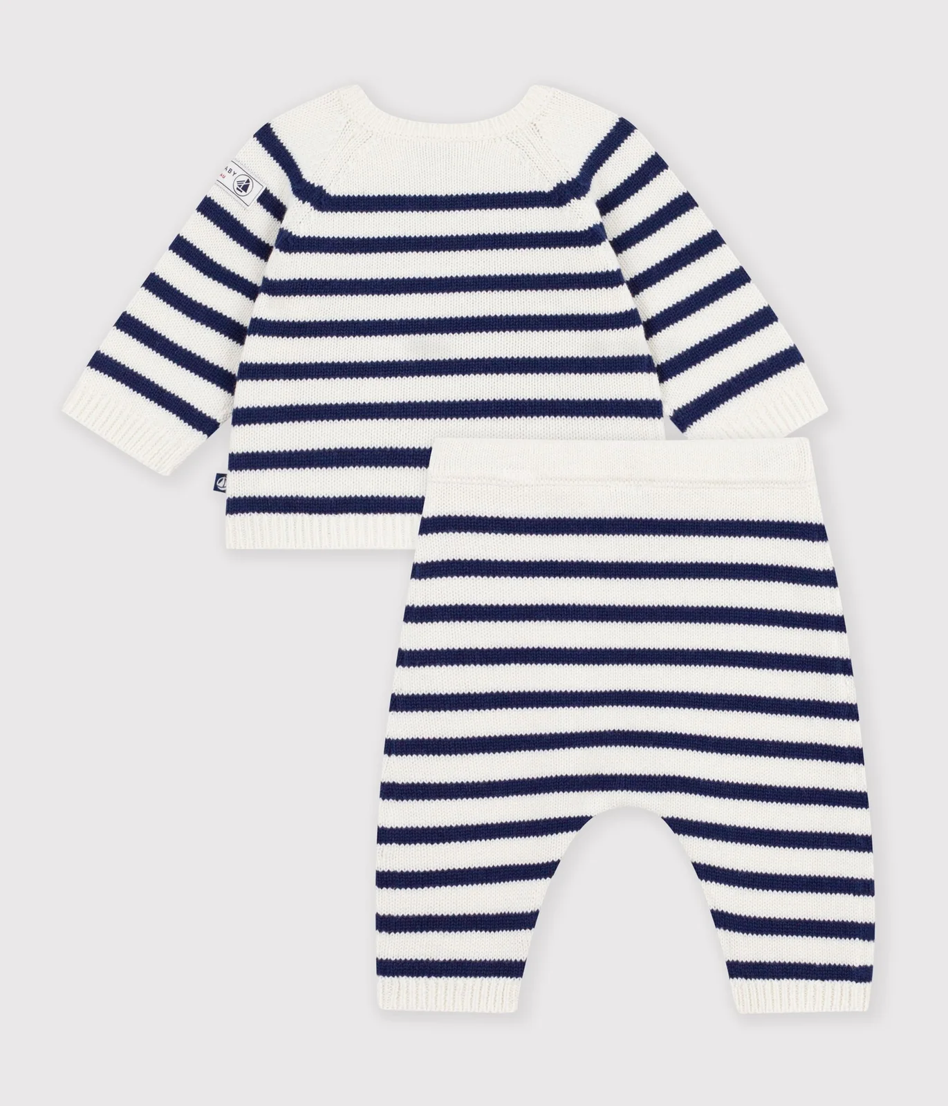 Babies' set in a stripy knit