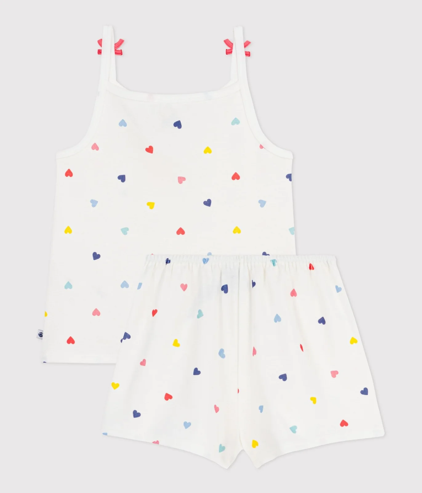 Children's short and strappy heart print cotton pyjamas