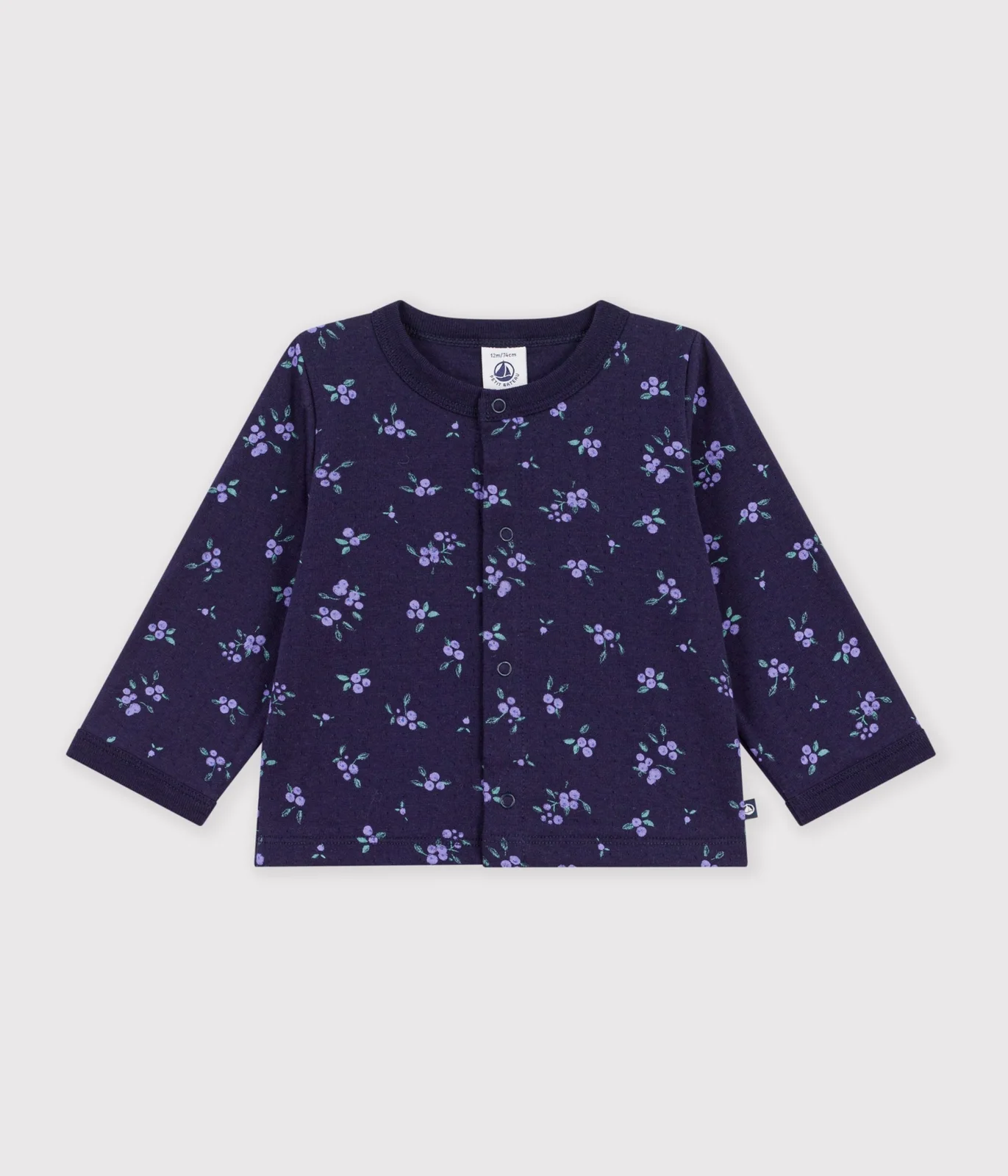 Babies' floral-print cotton cardigan