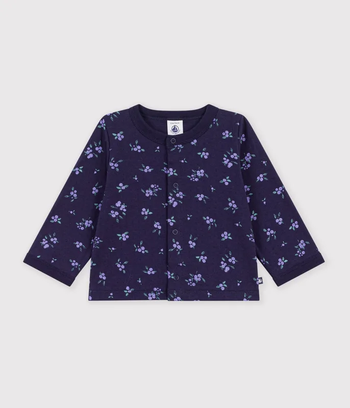 Babies' floral-print cotton cardigan