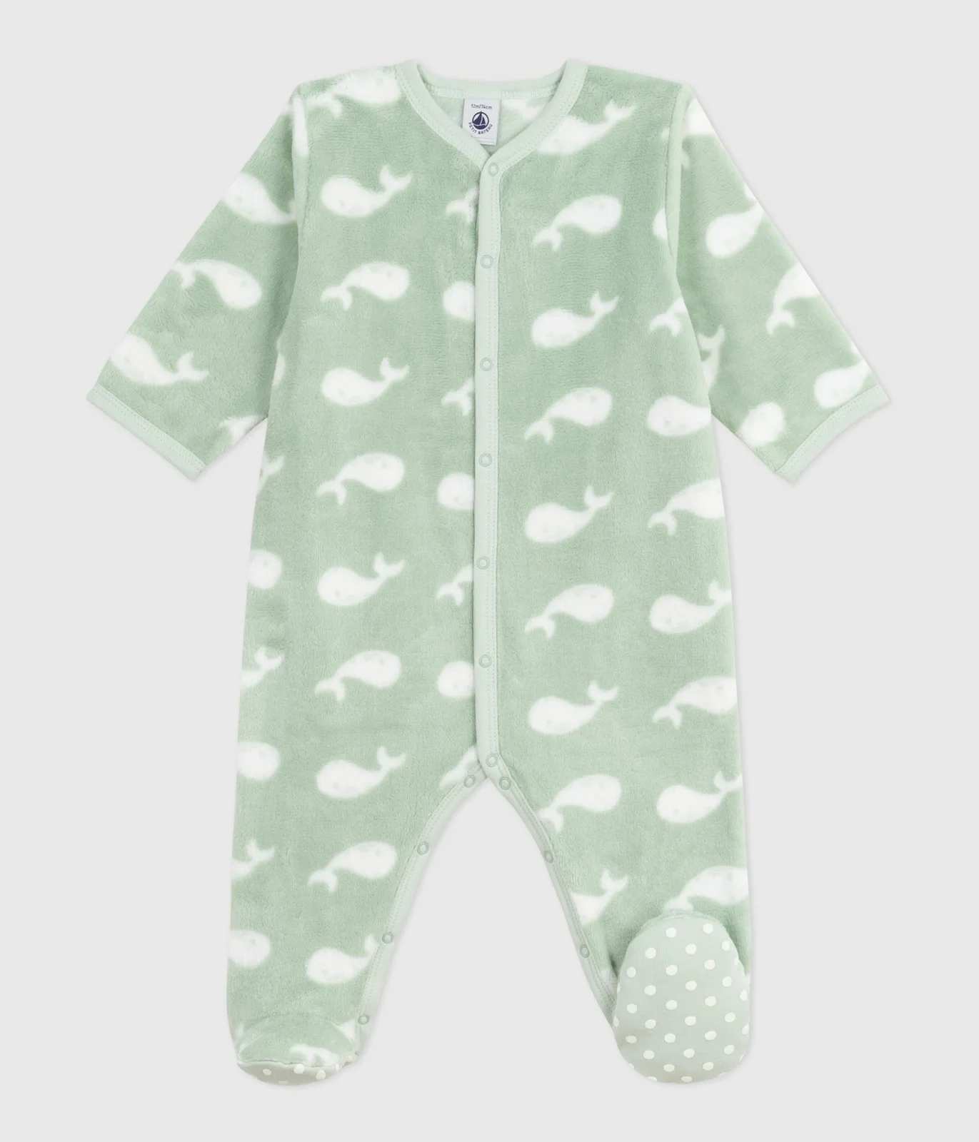 Babies' winter onesie in whale-print fleece