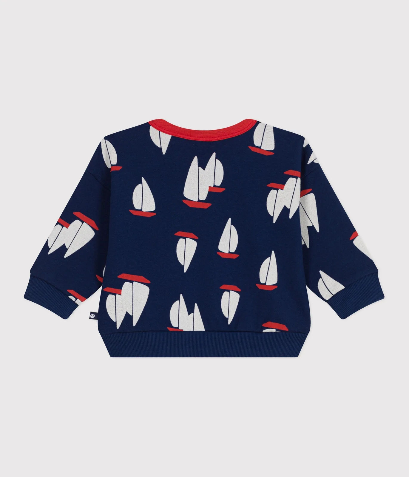 Babies' cotton sweatshirt with a large-scale boat print