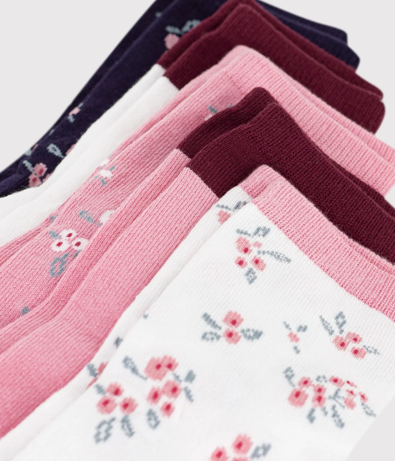 5 pairs of children's socks in cotton with a flower print