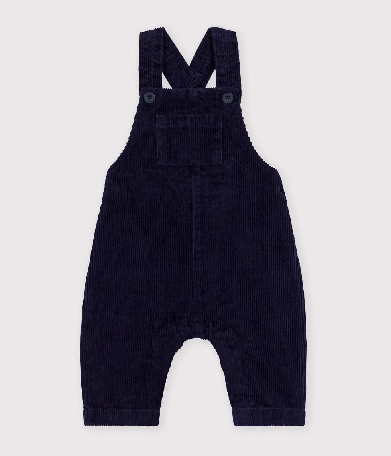 Babies' long-leg dungarees in plain corduroy