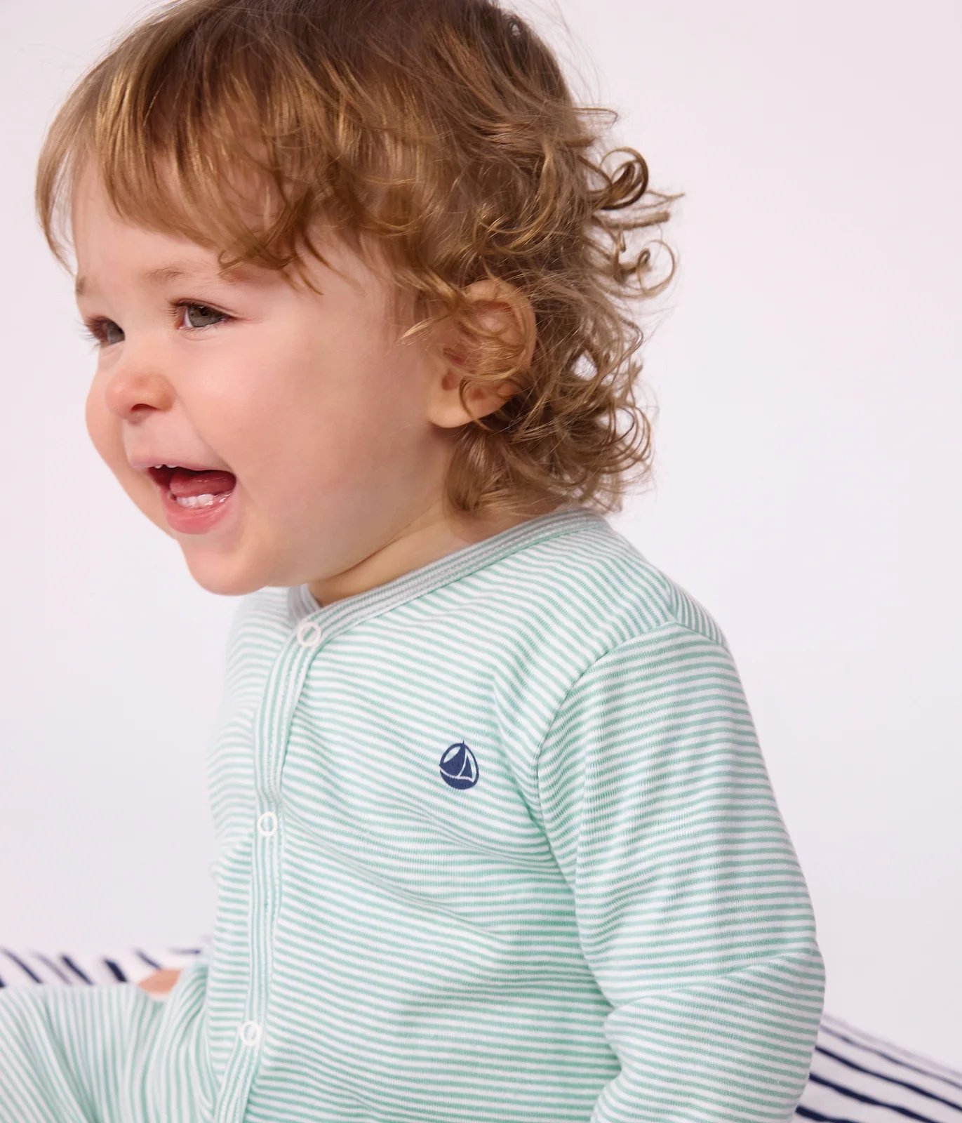 Babies' pinstriped cotton pyjama suit