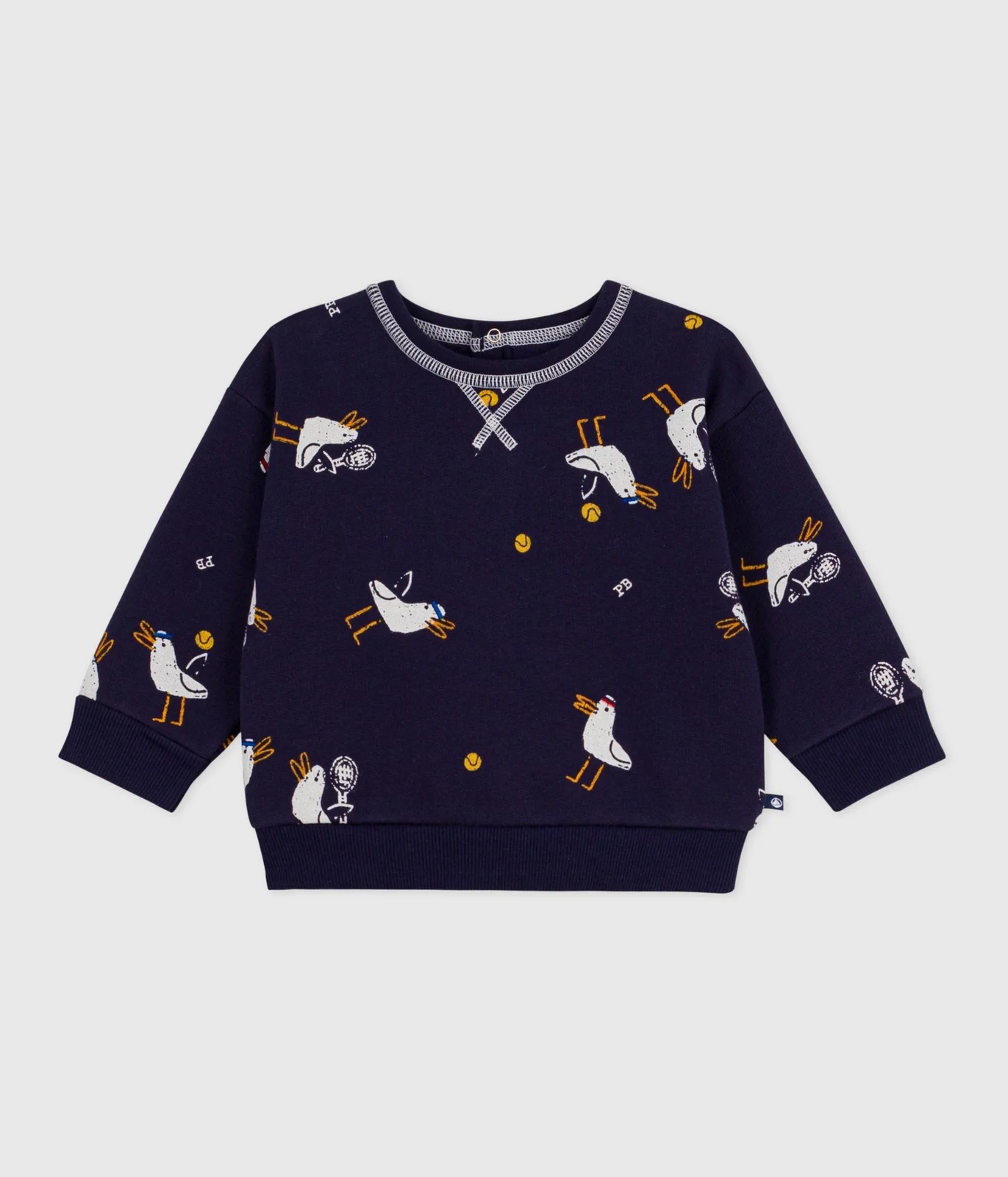 Babies' seagull print cotton hoodie