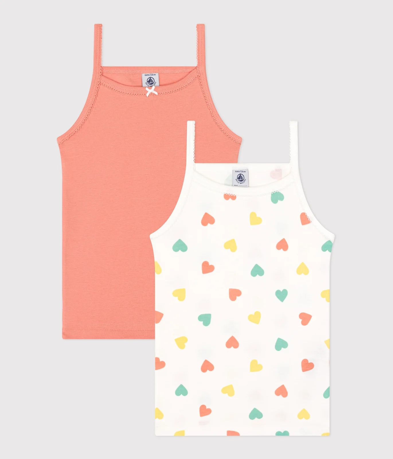 Children's heart print cotton tank tops - 2-pack