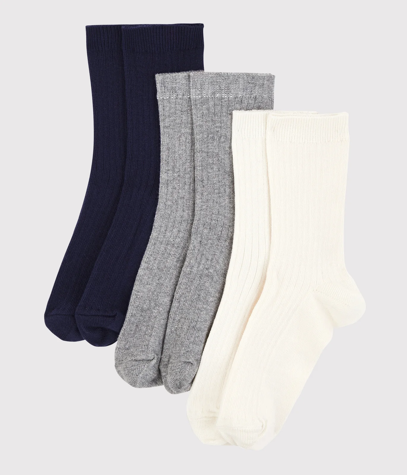 3 pairs of plain cotton socks for children