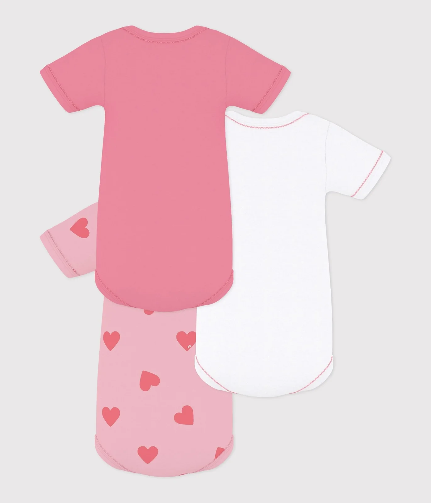 Pack of babies' short-sleeved heart print cotton bodies