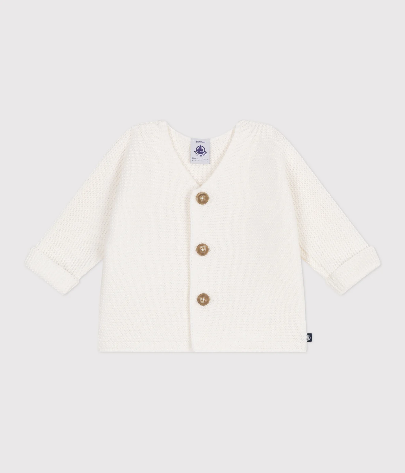 Babies' moss stitch cotton cardigan