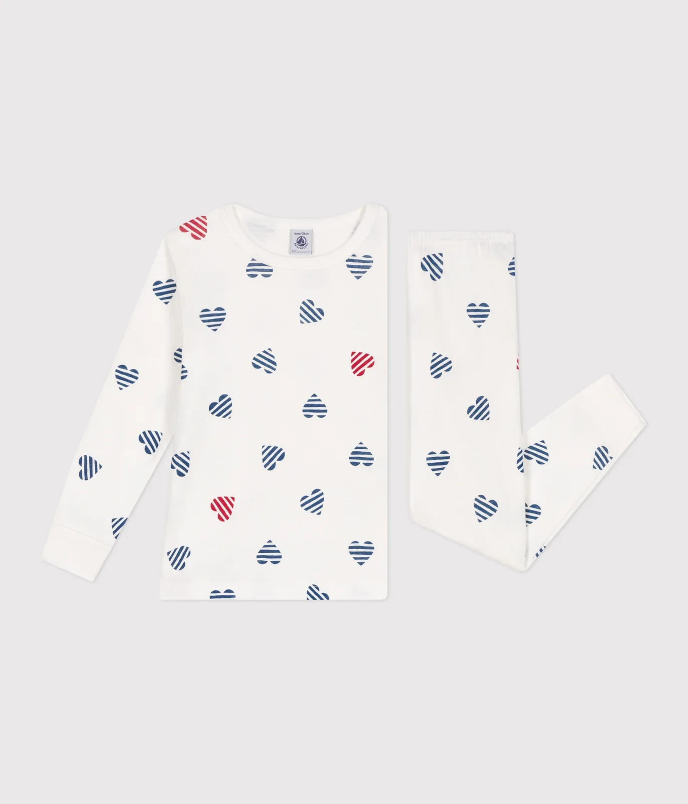 Children's long-sleeved heart print cotton pyjamas