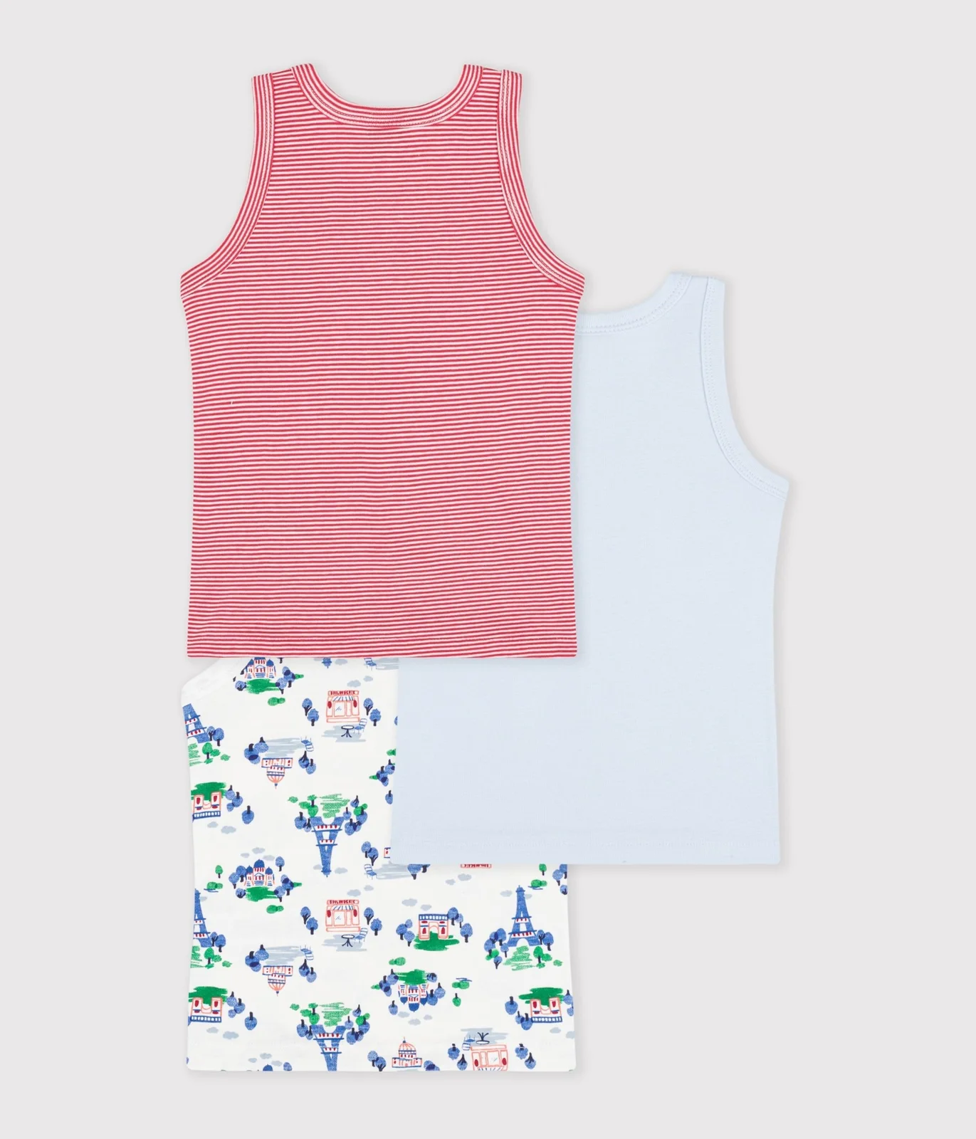 Pack of children's Paris print cotton tank tops