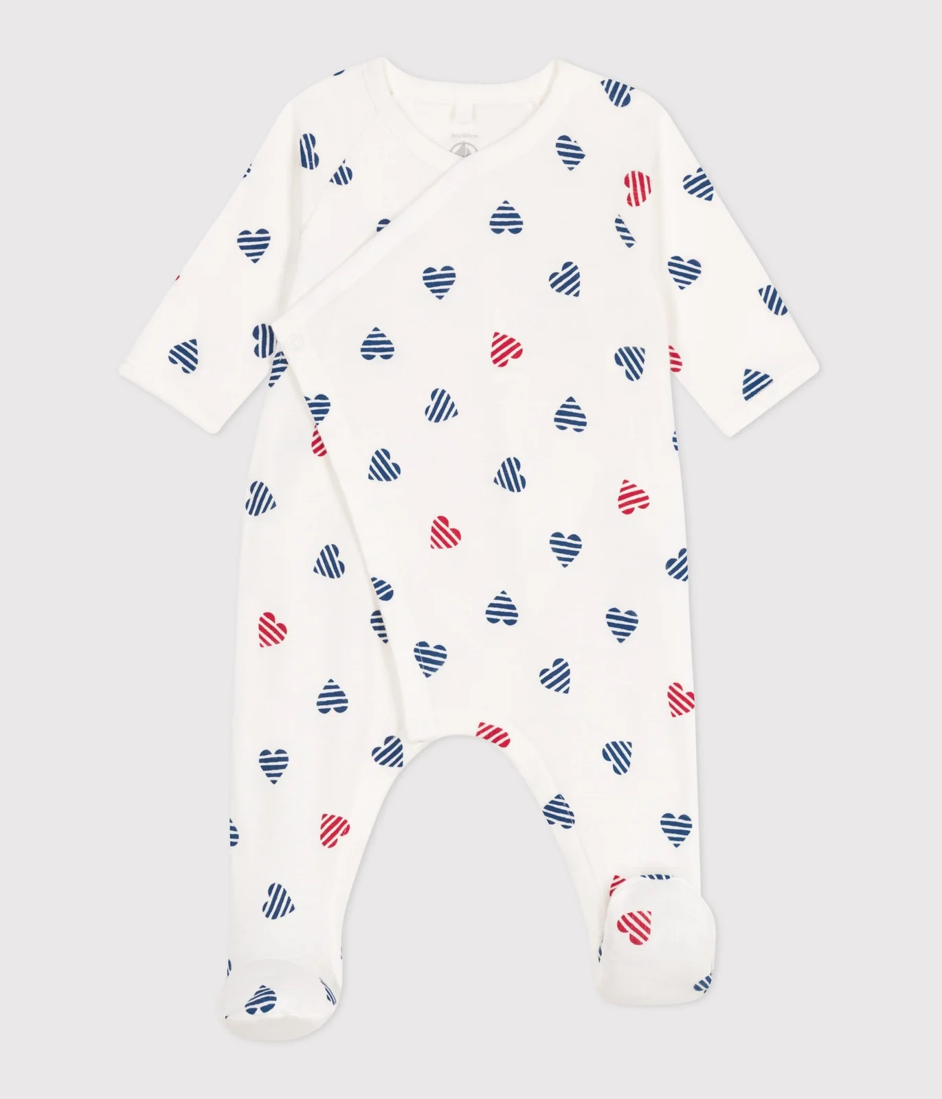 Babies' stripy heart-patterned cotton pyjamas
