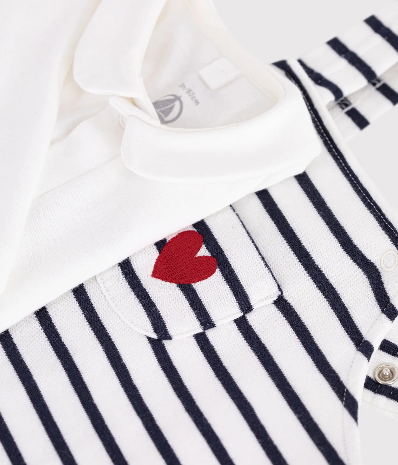 Babies' stripy cotton dungarees and collared body set