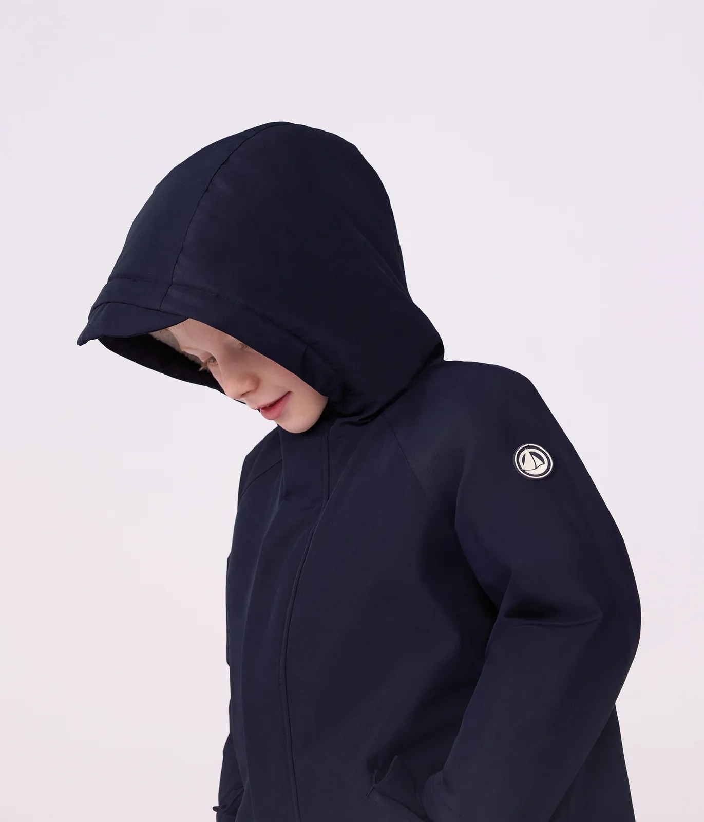 Children's plain mid-length parka