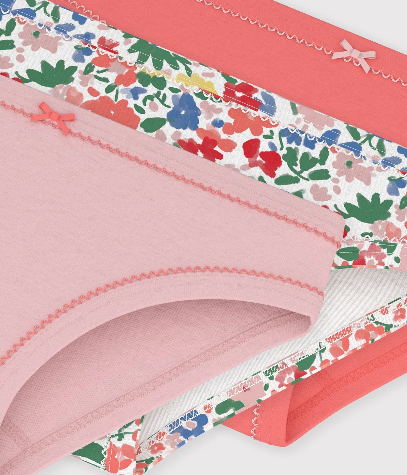 Pack of children's flower-patterned cotton pants