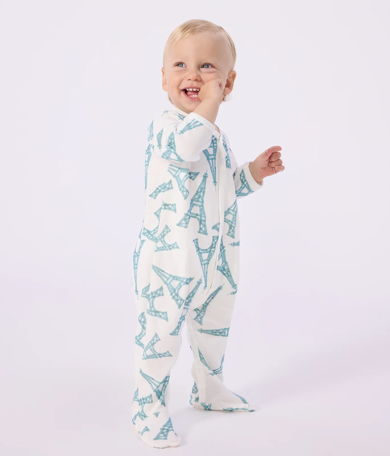 Babies' Eiffel Tower print cotton pyjama suit