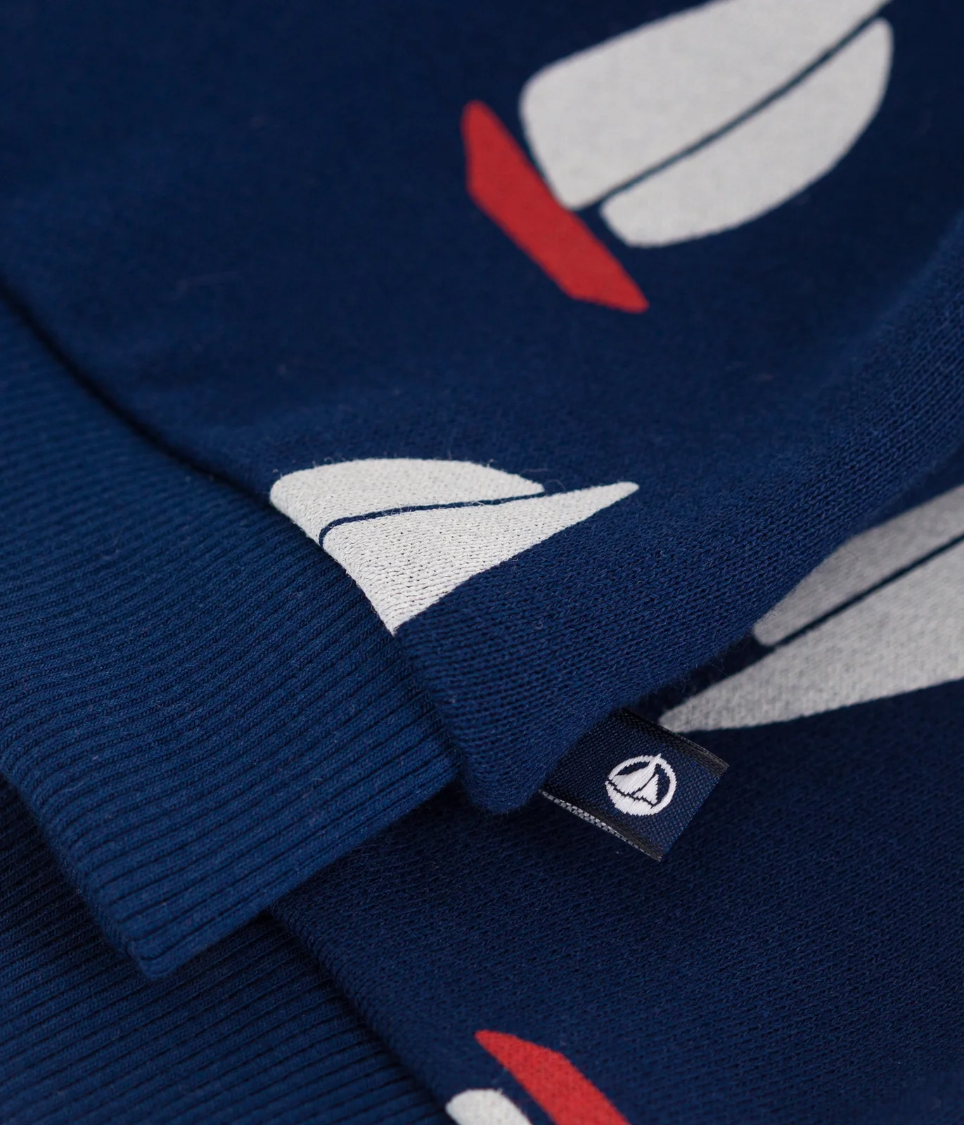 Babies' cotton sweatshirt with a large-scale boat print