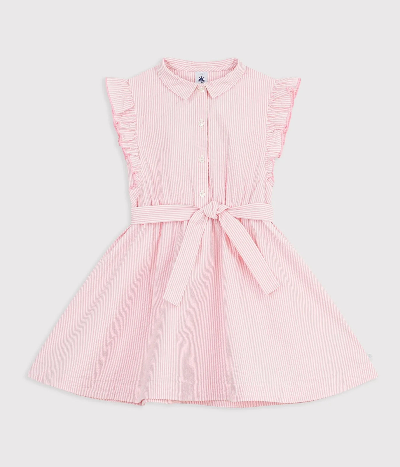 Children's short-sleeved stripy poplin dress