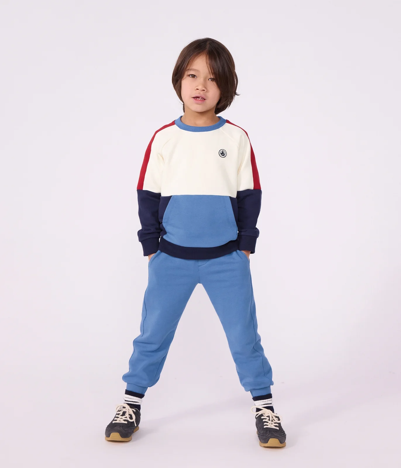 Children's plain colourblock cotton sweatshirt
