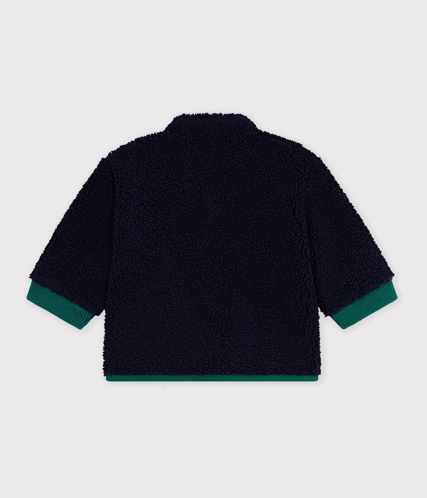Babies' plain padded sherpa coat with a hood