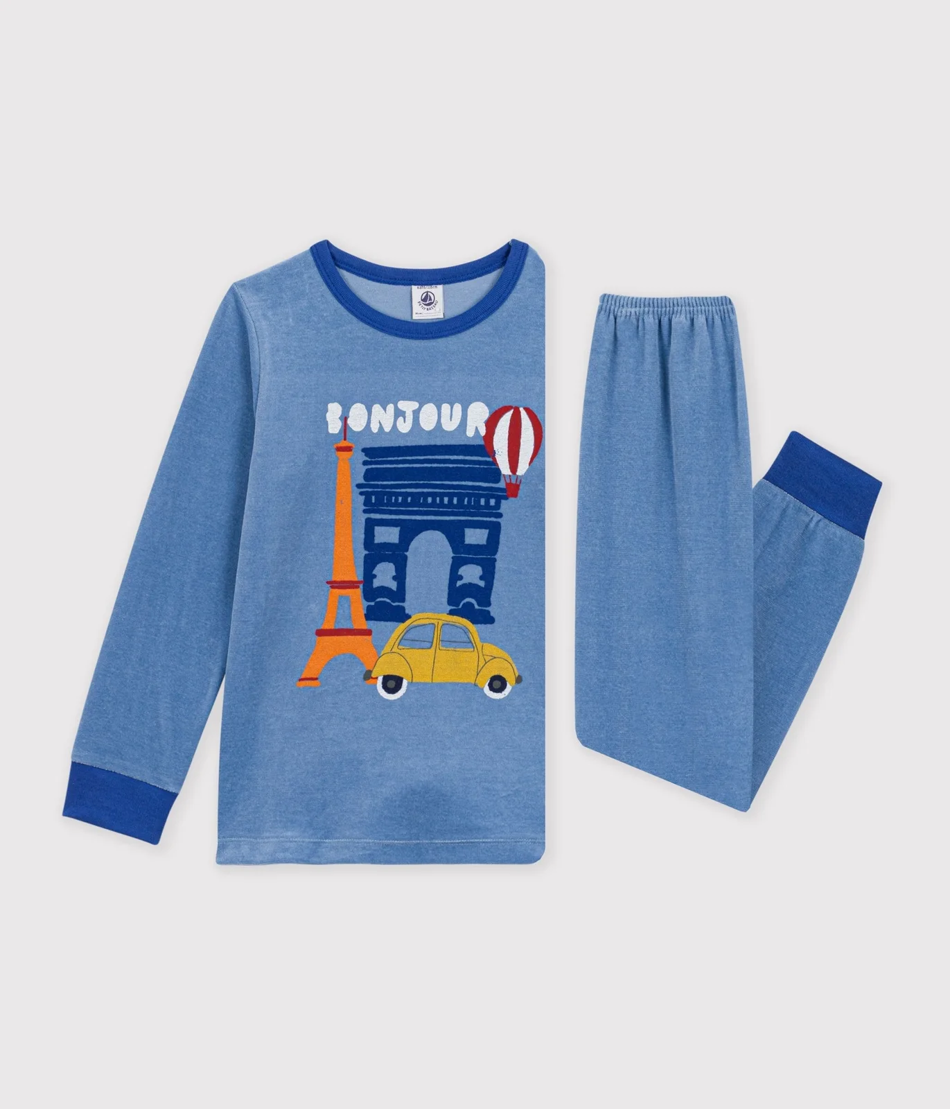 Children's Paris motif velour pyjamas