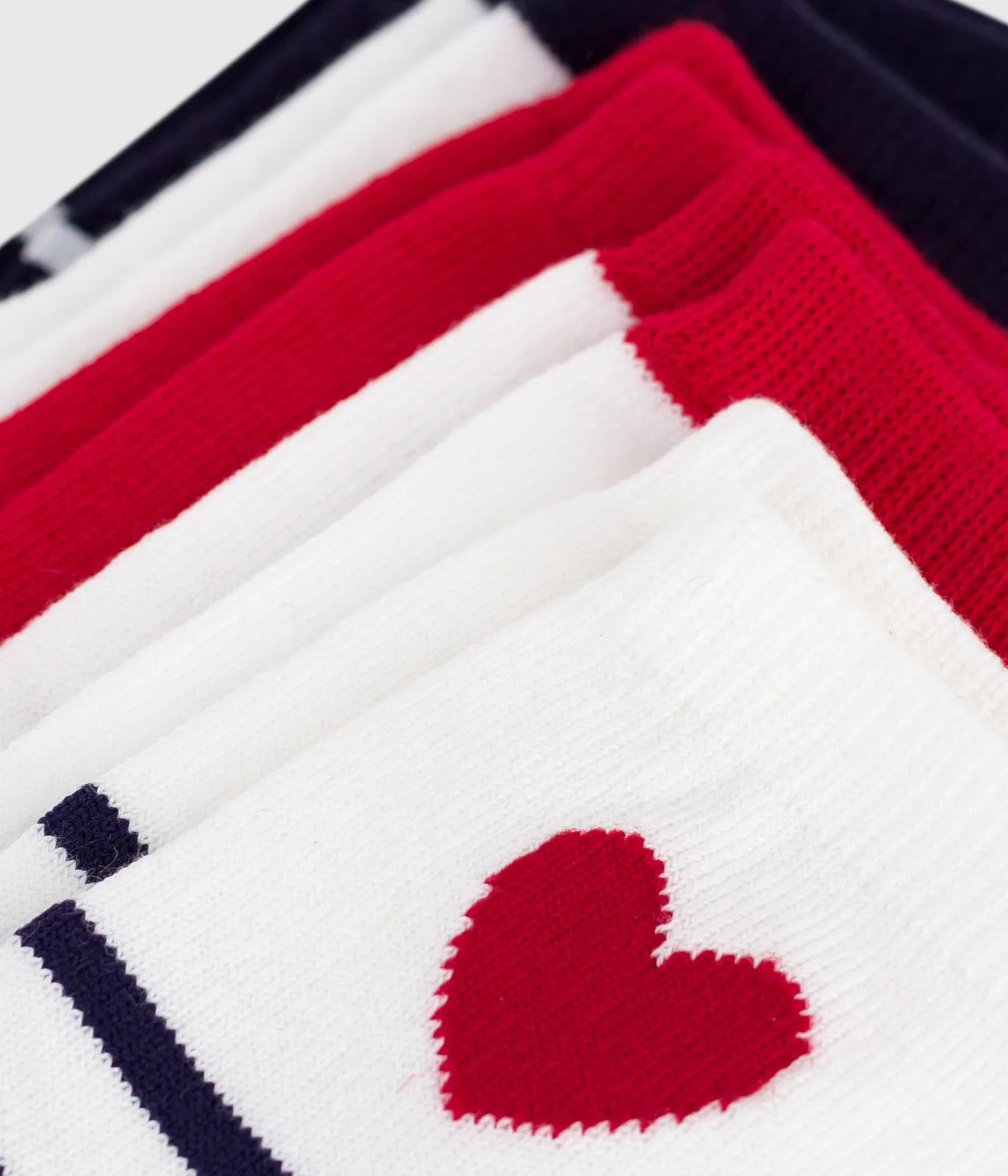 5 pairs of babies' cotton socks with stripes and hearts