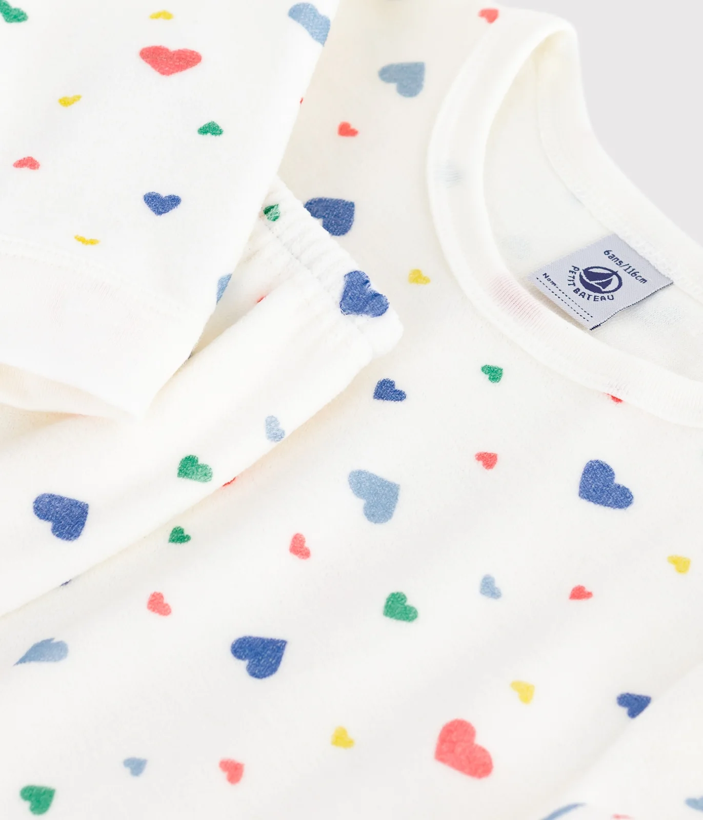 Children's heart-print velour pyjamas
