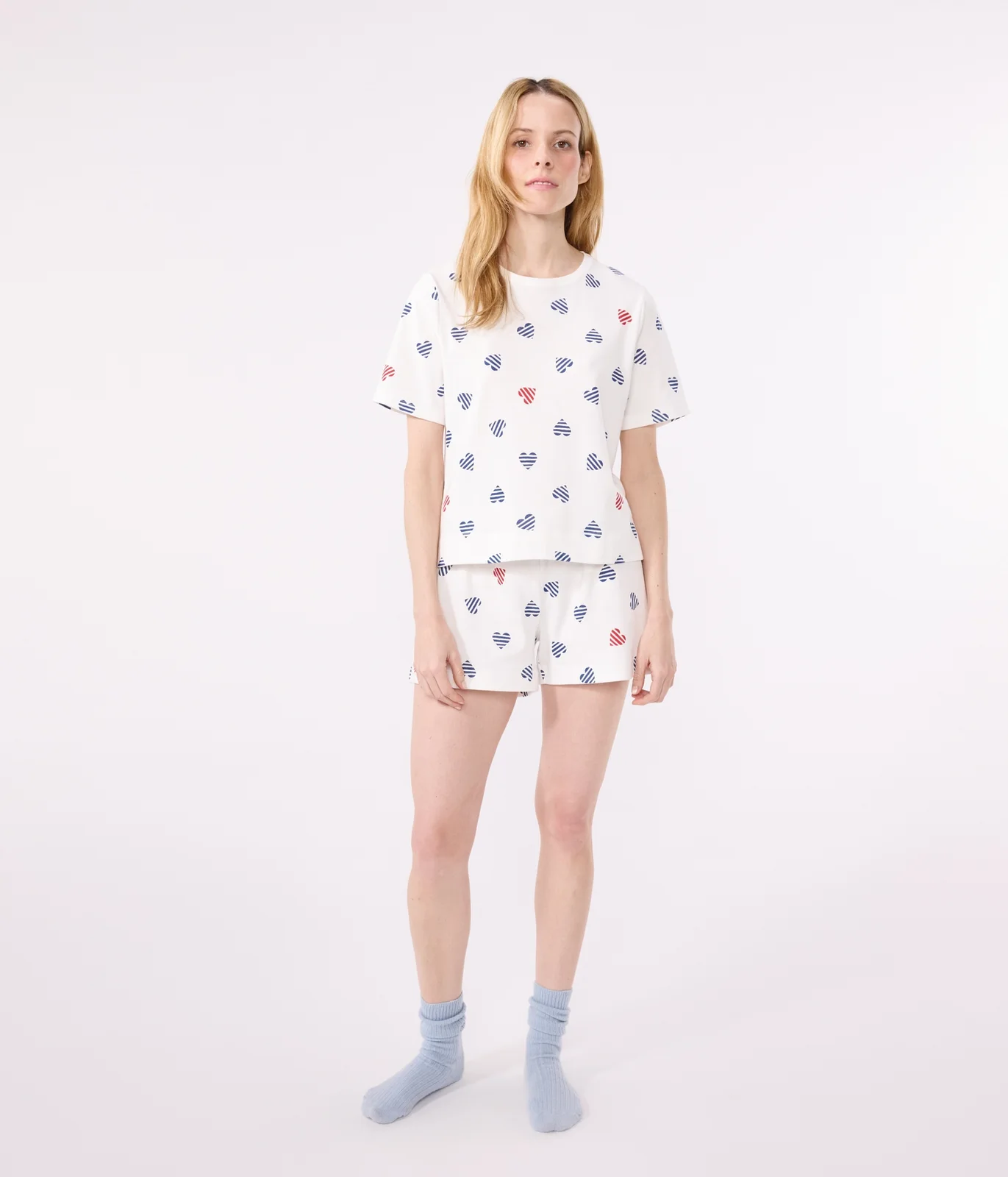 Women's short heart print cotton pyjamas