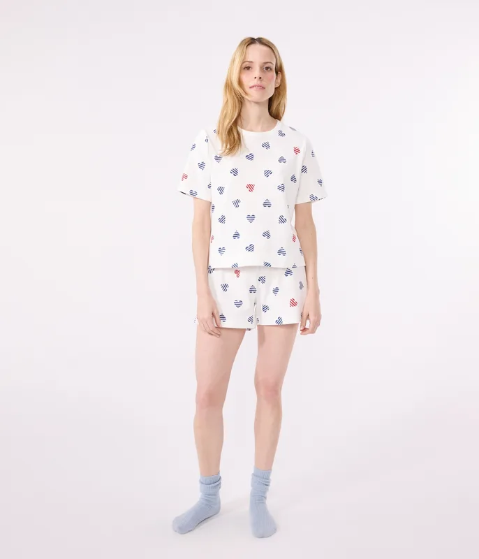 Women's short heart print cotton pyjamas