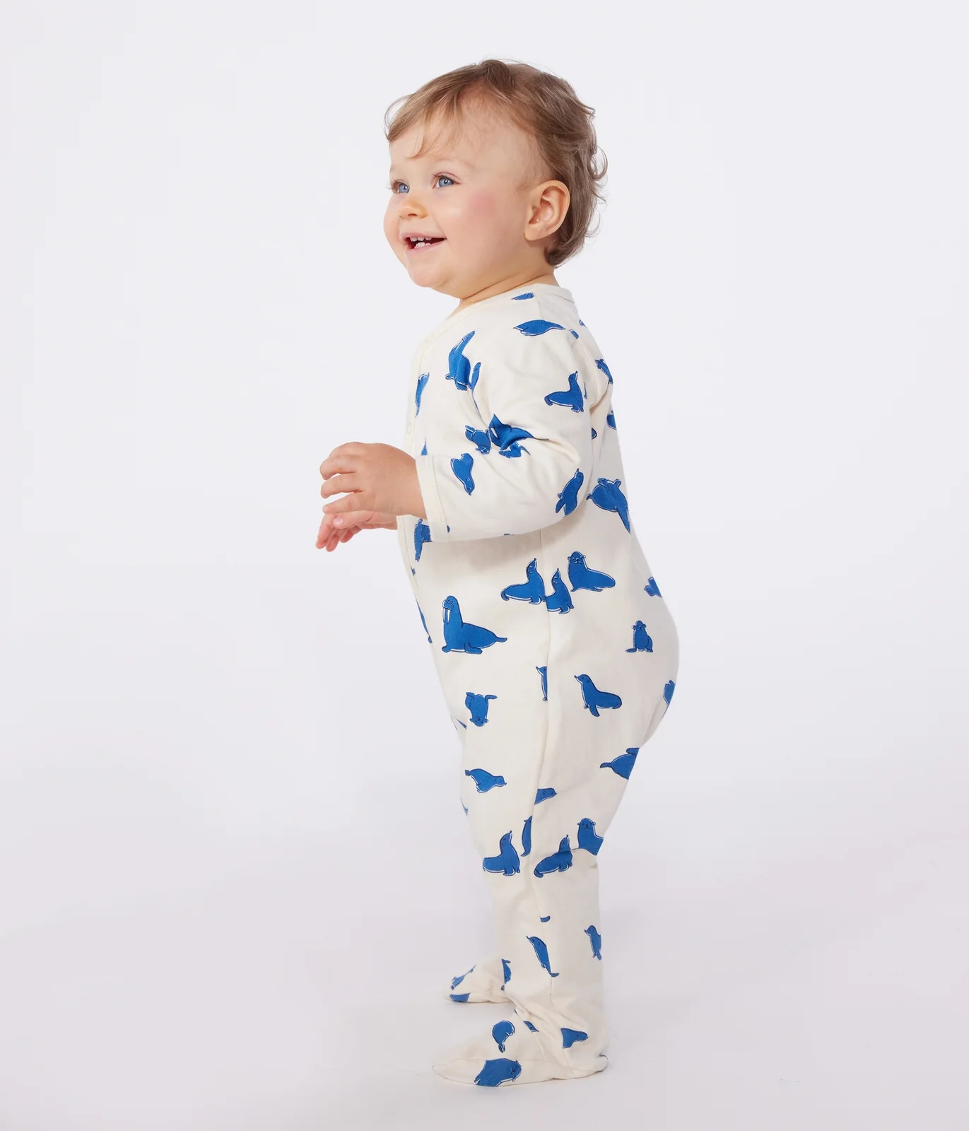 Babies' walrus pattern tube-knit pyjamas