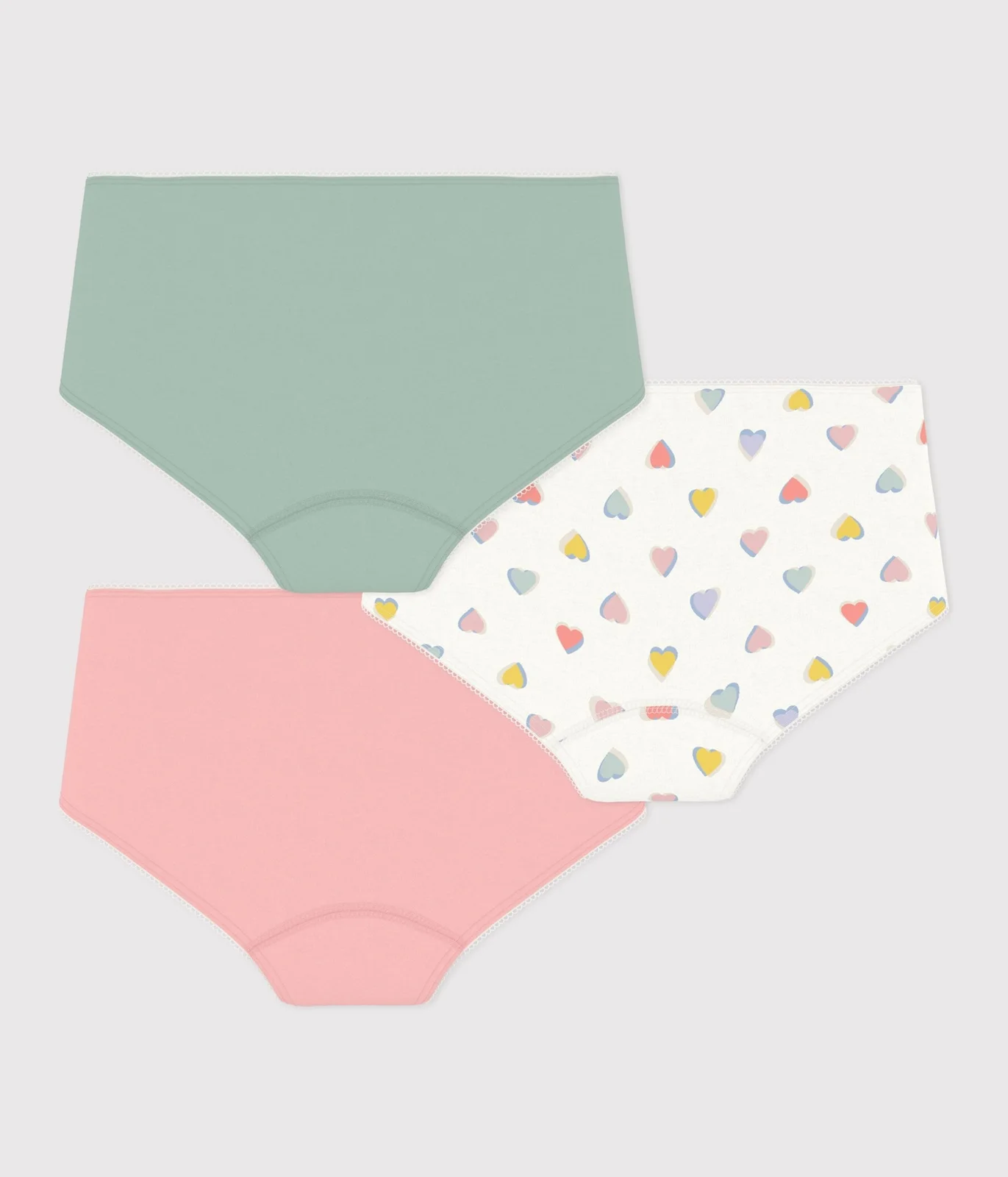 Pack of children's cotton shorties with hearts