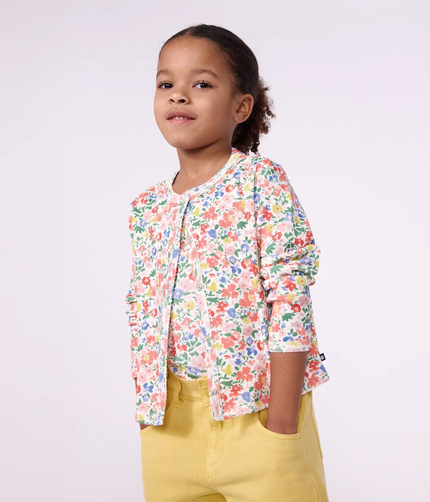 Children's cotton cardigan with flowers