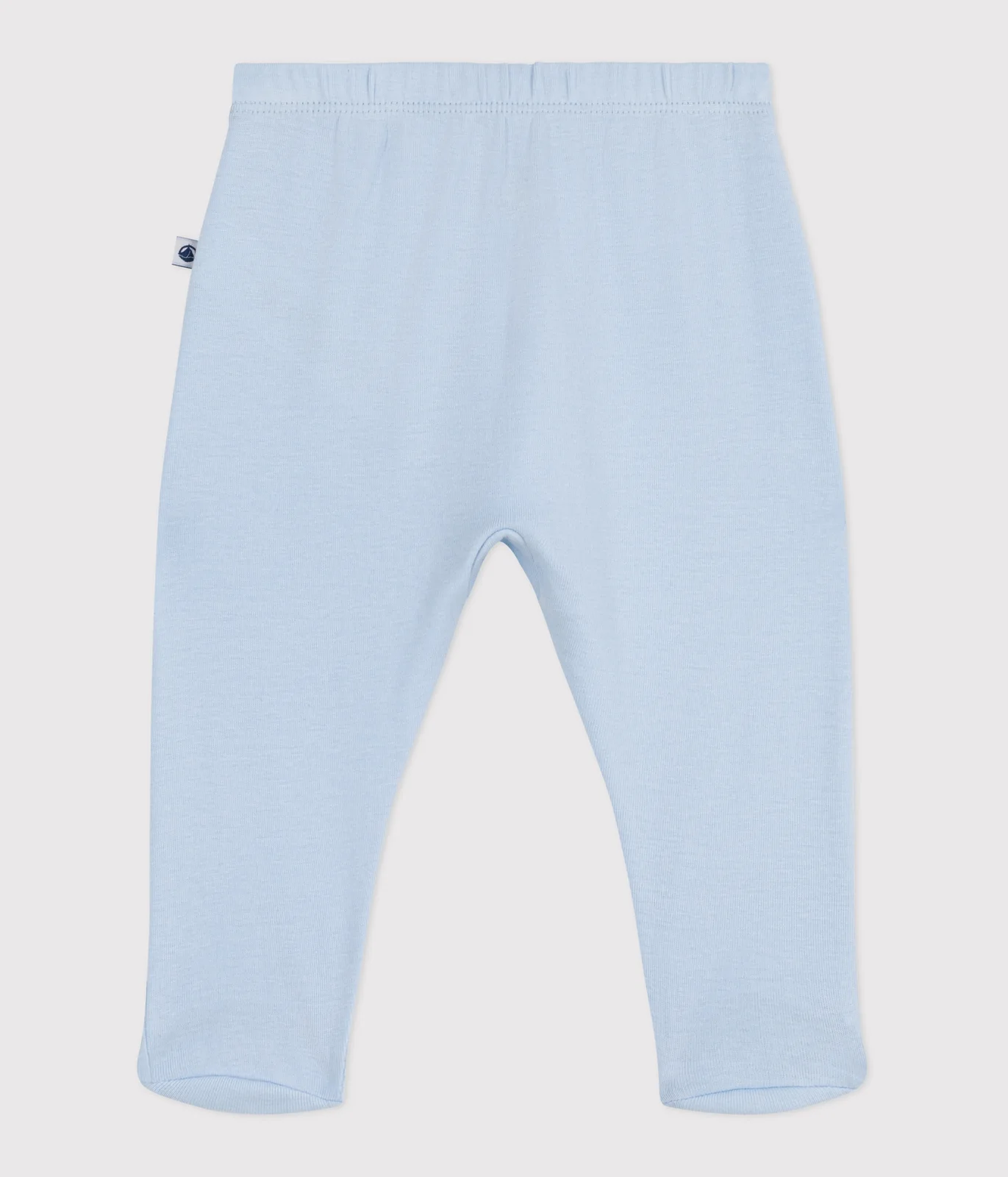 Newborn babies' plain cotton trousers with feet