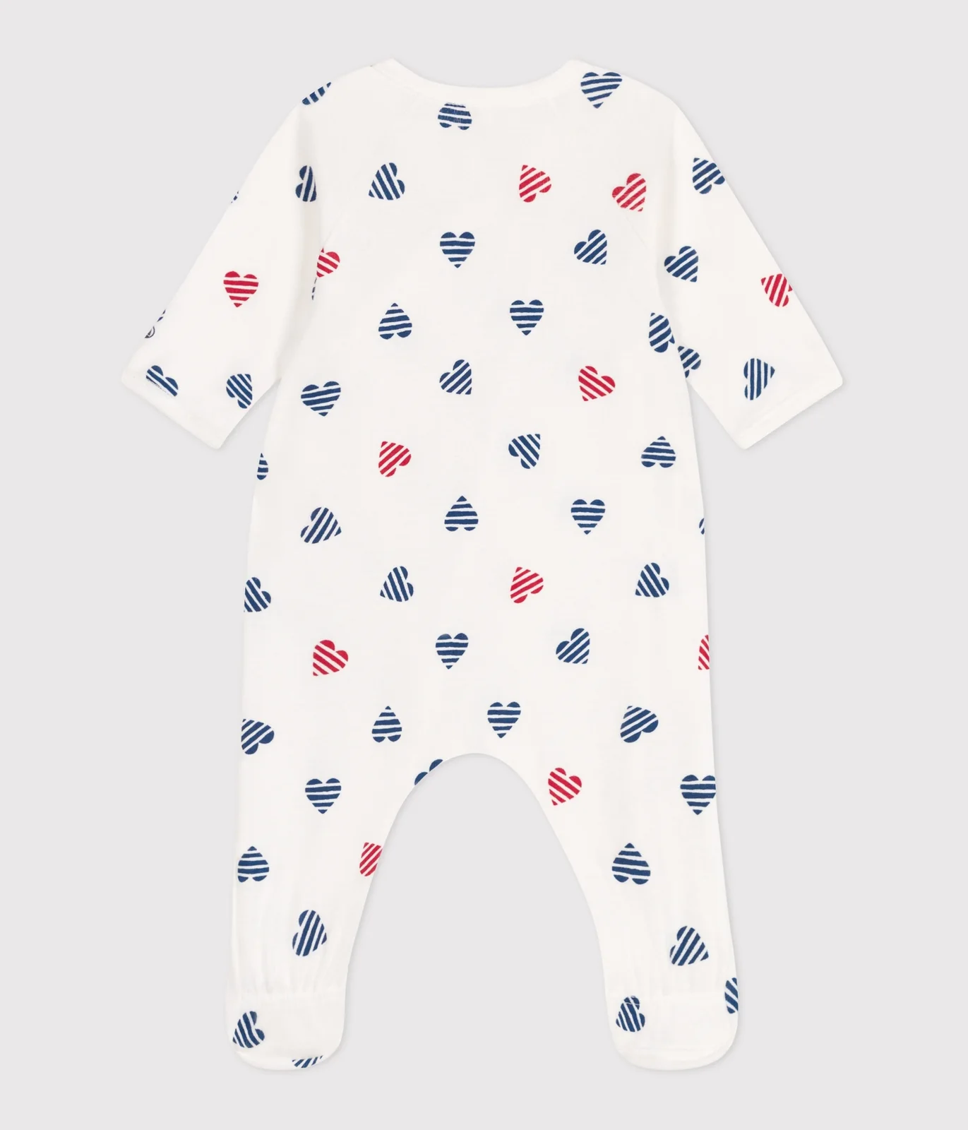 Babies' stripy heart-patterned cotton pyjamas