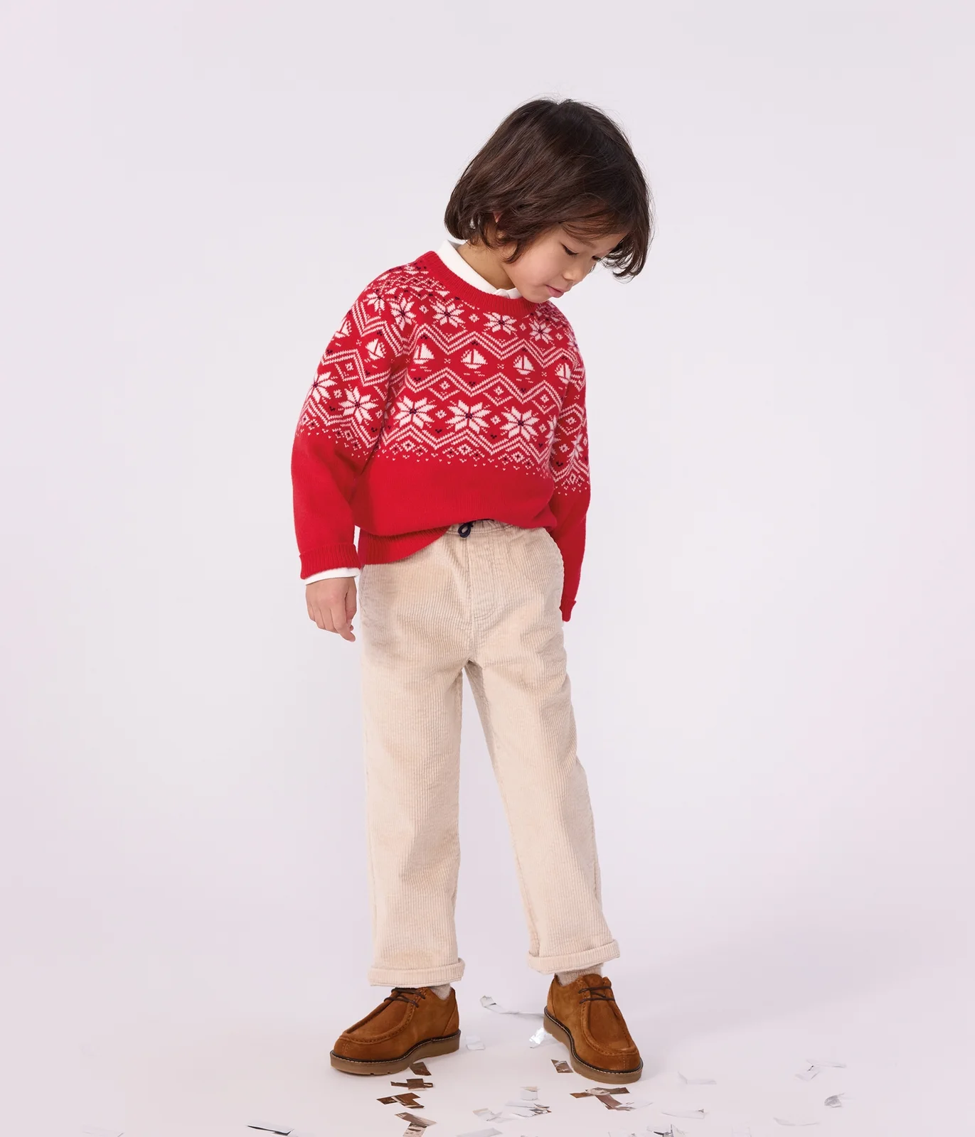 Children's wool and cotton jacquard jumper